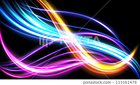Colorful Light Trails, Long Time Exposure Motion Blur Effect, Vector Illustration Colorful Light Trails, Long Time Exposure Motion Blur Effect, Vector Illustration 113161478