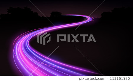 Colorful Light Trails, Long Time Exposure Motion Blur Effect, Vector Illustration Colorful Light Trails, Long Time Exposure Motion Blur Effect, Vector Illustration 113161520