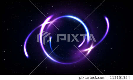 Abstract Multicolor Ring Line of Light Background, Widescreen Vector Illustration 113161554