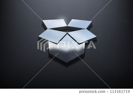 Open Box 3D Logo Design, Shiny Mockup Logo with Textured Wall. Realistic Vector, Vector Illustration 113161719