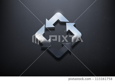 Recycle 3D Logo Design, Shiny Mockup Logo with Textured Wall. Realistic Vector, Vector Illustration 113161758