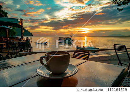 黃昏時的咖啡館/時尚“AI生成圖像” 113161759