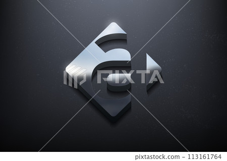Letter 3D Logo Design, Shiny Mockup Logo with Textured Wall. Realistic Vector, Vector Illustration 113161764