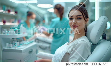 Beautiful young woman relaxing in spa salon. Beauty treatment concept. 113161832