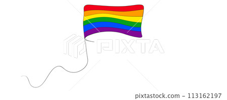Flag LGBT squared icon, badge or button. Template design, vector illustration. Love wins. LGBT symbol in rainbow colors. Gay pride silk textile background Flag LGBT squared icon, badge or button. Template design, vector illustration. Love wins. LGBT symbol in rainbow colors. Gay pride silk textile background 113162197