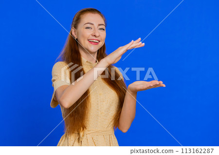 Woman showing wasting, throwing money around, more tips, big profit winning lottery jackpot shopping 113162287