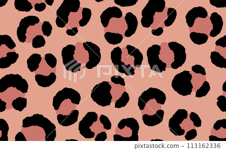 Abstract modern leopard seamless pattern. Animals trendy background. Color decorative vector stock illustration for print, card, postcard, fabric, textile. Modern ornament of stylized skin 113162336