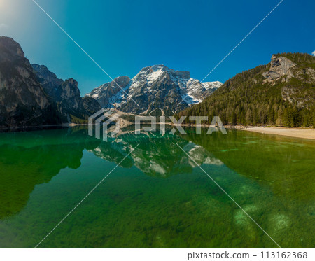 Lake Braies in Dolomite Alps 113162368