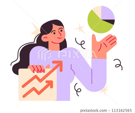 Businesswoman chart analyzing growth Statistical analysis business finance 113162565