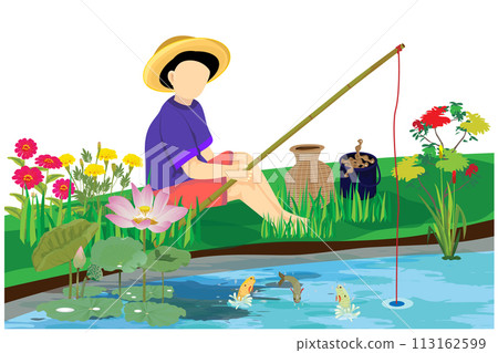 the fisherman on white background vector design 113162599