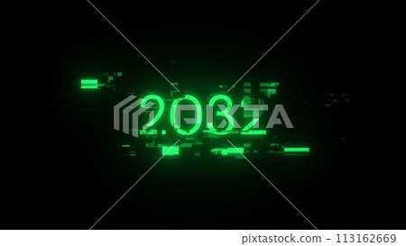 3D rendering 2032 text with screen effects of technological glitches 3D rendering 2032 text with screen effects of technological glitches 113162669