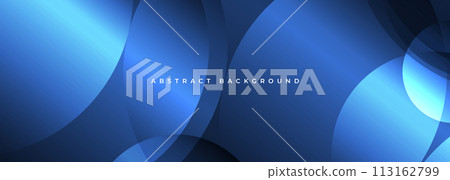 Blue abstract background with circles and circular stripes. 113162799