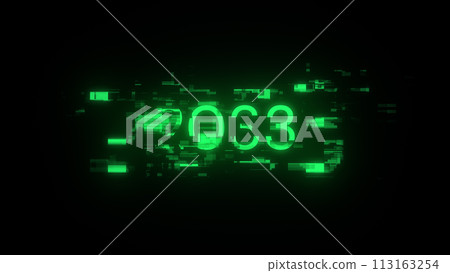 3D rendering 2033 text with screen effects of technological glitches 113163254