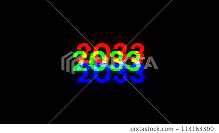 3D rendering 2033 text with screen effects of technological glitches 3D rendering 2033 text with screen effects of technological glitches 113163300