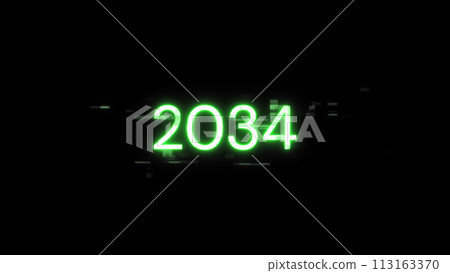3D rendering 2034 text with screen effects of technological glitches 3D rendering 2034 text with screen effects of technological glitches 113163370