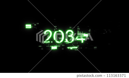 3D rendering 2034 text with screen effects of technological glitches 3D rendering 2034 text with screen effects of technological glitches 113163371