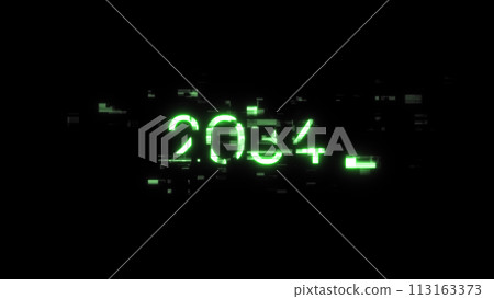 3D rendering 2034 text with screen effects of technological glitches 3D rendering 2034 text with screen effects of technological glitches 113163373