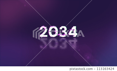 3D rendering 2034 text with screen effects of technological glitches 3D rendering 2034 text with screen effects of technological glitches 113163424