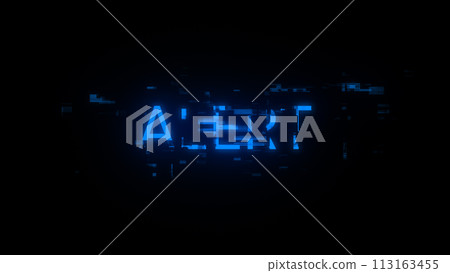 3D rendering alert text with screen effects of technological glitches 113163455