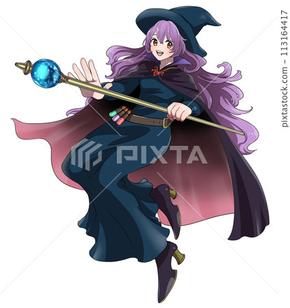 可愛美麗的女孩魔術師角色 可愛美麗的女孩魔術師角色 113164417