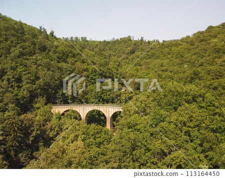 the viaduct of the Haertsfeldbahn at Unterkochen, Baden-Wuerttemberg, Germany 113164450