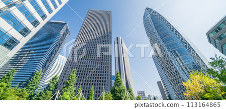 夏天的「東京」抬頭看新宿的建築 夏天的「東京」抬頭看新宿的建築 113164865