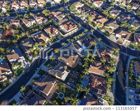 Aerial View of Populated Neigborhood Of Houses Aerial View of Populated Neigborhood Of Houses 113165057