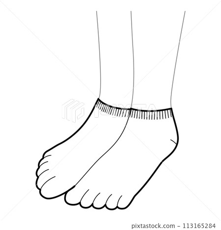 Toe Socks hosiery Invisible length. Fashion accessory clothing technical illustration stocking. Vector 3-4 view for Men 113165284