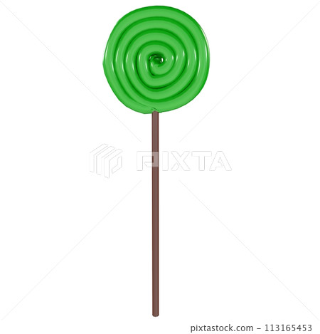Green Lollypop isolated on white background 113165453