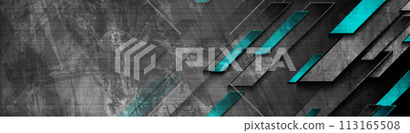 Dark grey and blue grunge tech geometric abstract background Dark grey and blue grunge tech geometric abstract background 113165508