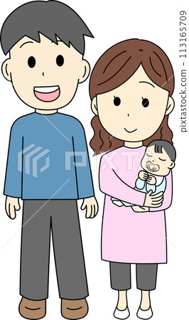 一家三口的插圖 113165709