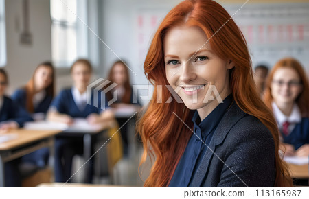 portrait female teacher, smile face, red hair, schoolchildren lesson, children class teacher, background group children, teamwork, group child smile, teacher with glasses, happy eyes school teacher, portrait female teacher, smile face, red hair, schoolchildren lesson, children class teacher, background group children, teamwork, group child smile, teacher with glasses, happy eyes school teacher, 113165987