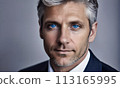 handsome gray-haired man with blue eyes, close-up, gray-haired grandfather, wrinkles on his face, businessman jacket, blue-eyed gray-haired grandfather businessman, portrait grandfather, doing 113165995