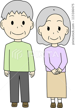 一對老年夫婦的全身插圖 一對老年夫婦的全身插圖 113166475