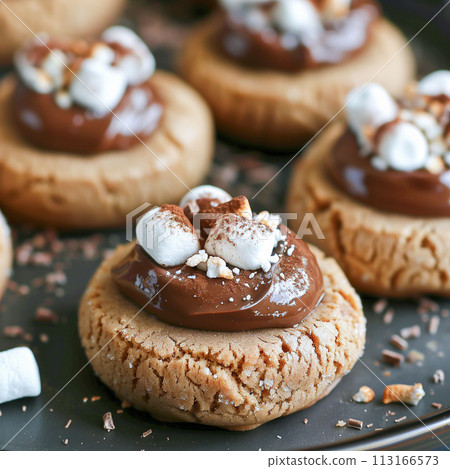 Chocolate cookie with marshmallow 113166573
