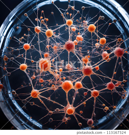 A close-up view of a cellular structure in a petri dish. 113167324