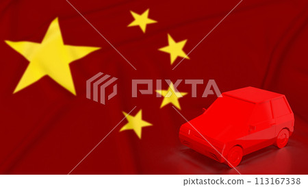 The car on china flag for Business or transport  concept 3d rendering. 113167338