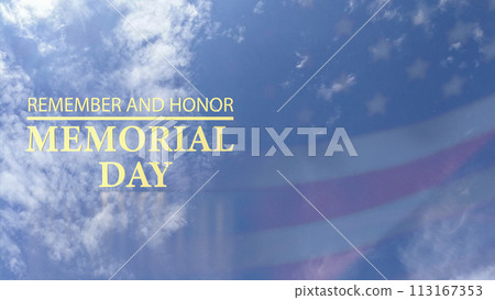 The gold text on Usa flag for memorial day concept 3d rendering. 113167353