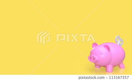 The Piggy Bank and wind up for earn or saving concept 3d rendering. The Piggy Bank and wind up for earn or saving concept 3d rendering. 113167357
