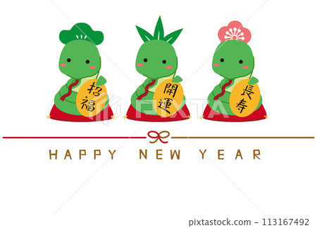 New Year's card New Year's card 2025 Inviting snake Shochiku plum Mizuhiki 113167492