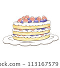 Strawberry and blueberry naked cake decoration cake illustration 113167579