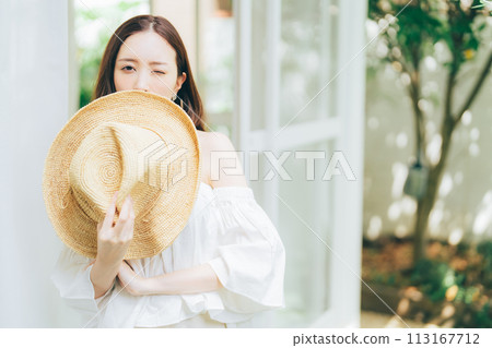 Young woman in summer clothes 113167712