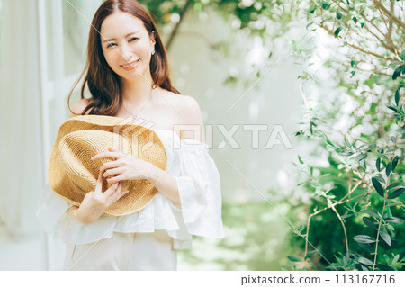 Young woman in summer clothes Young woman in summer clothes 113167716