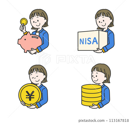 Illustration set of women related to investment and money 113167818