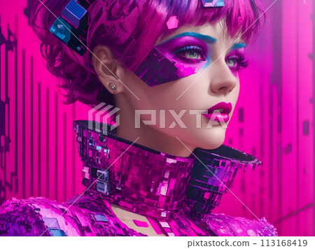 beautiful girl with purple hair and violet color beautiful girl with purple hair and violet color 113168419