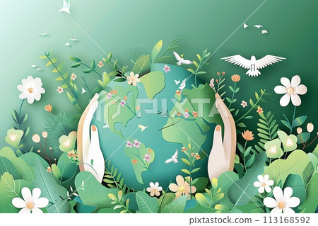 Mother earth day tribute vector illustration in white tone. 113168592