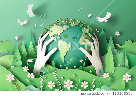 Mother earth day tribute vector illustration in white tone. 113168593