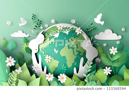 Mother earth day tribute vector illustration in white tone. 113168594