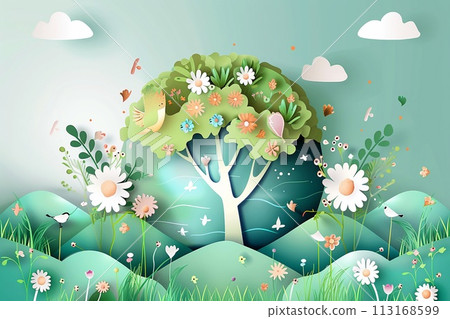 Mother earth day tribute vector illustration in white tone. 113168599