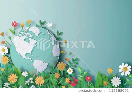 Mother earth day tribute vector illustration in white tone. 113168601
